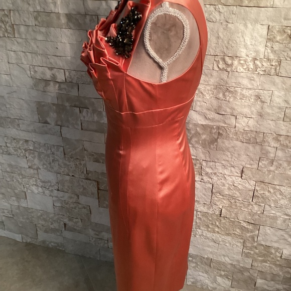 Karen Millen Peach Pink Bodycon Jewelled Peach Dress - Picture 7 of 12